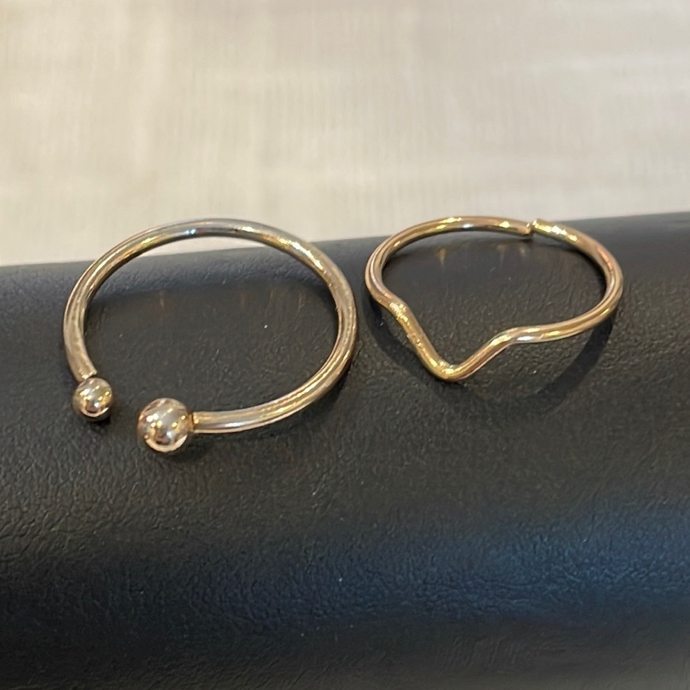 💐5/25 2 rings stacking open front adjustable simple thin dainty